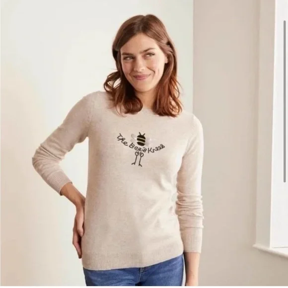 Boden Estella The Bee’s Knees Crew Neck Wool Cashmere Sequin Sweater Medium - Picture 2 of 7